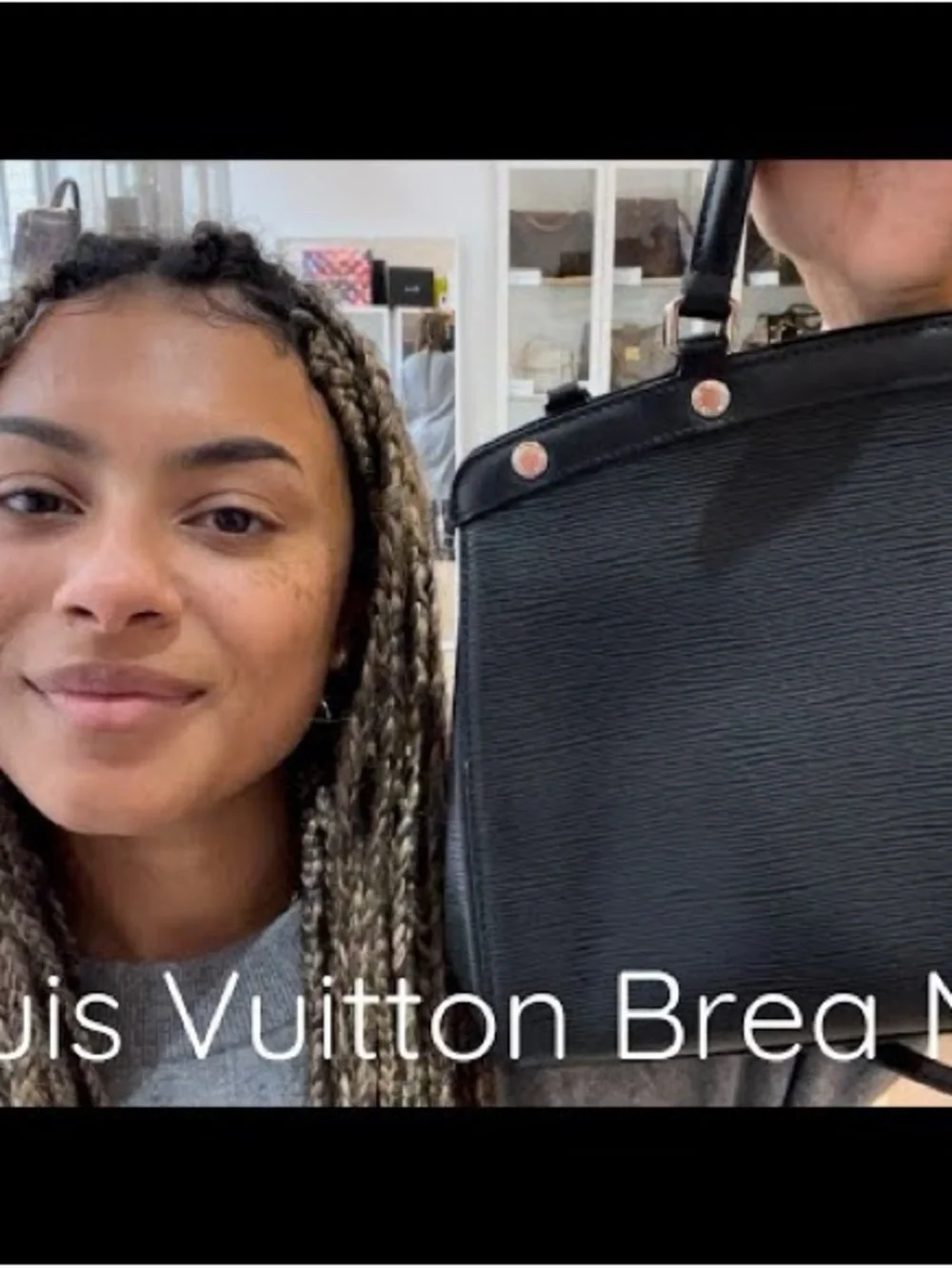 LOUIS VUITTON Black Structured Leather Top-Handle Bag with Detachable Strap